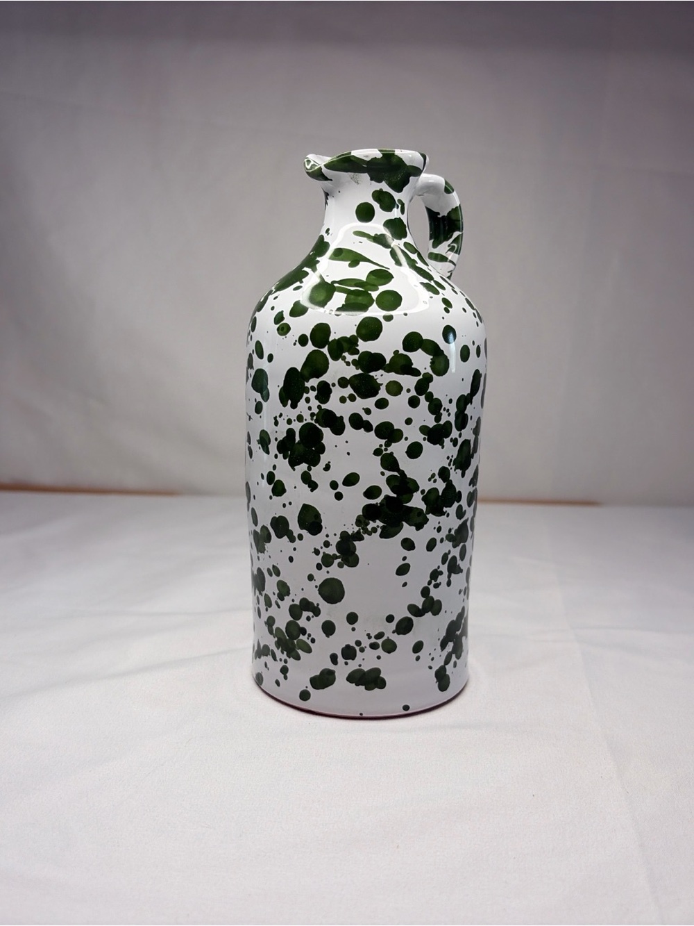 Green Splatter Ceramic Pitcher Vase - Decorative Home Accent